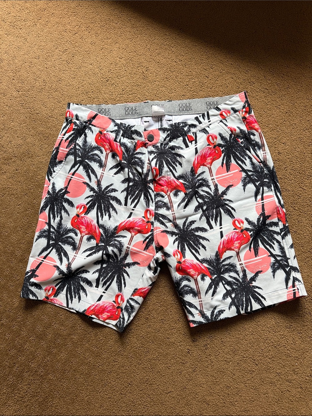 Golf God’s Men’s Flamingo Print Shorts